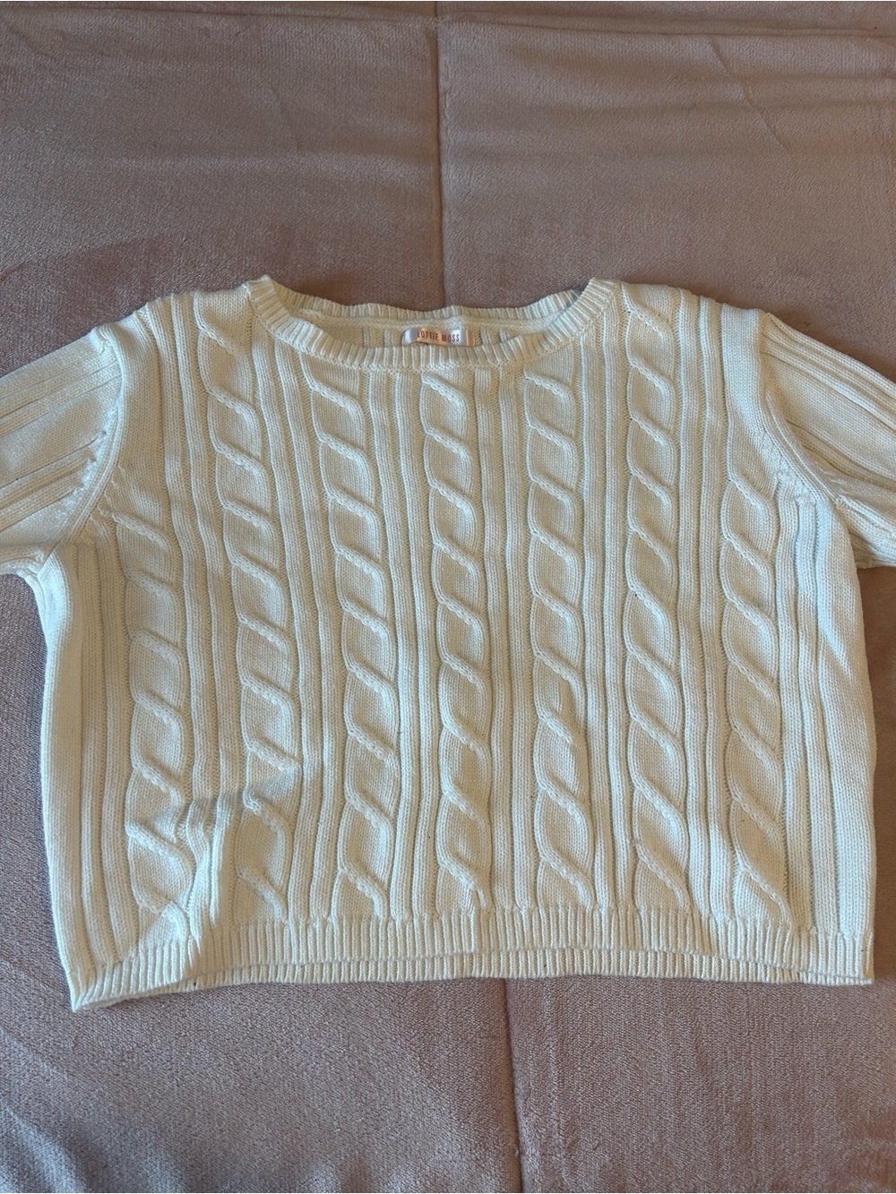 Lottie Moss Cream Cable-Knit Crewneck Sweater